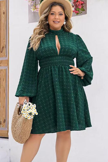 Woochic robe grande taille manches bouffantes à volants découpes cintrée